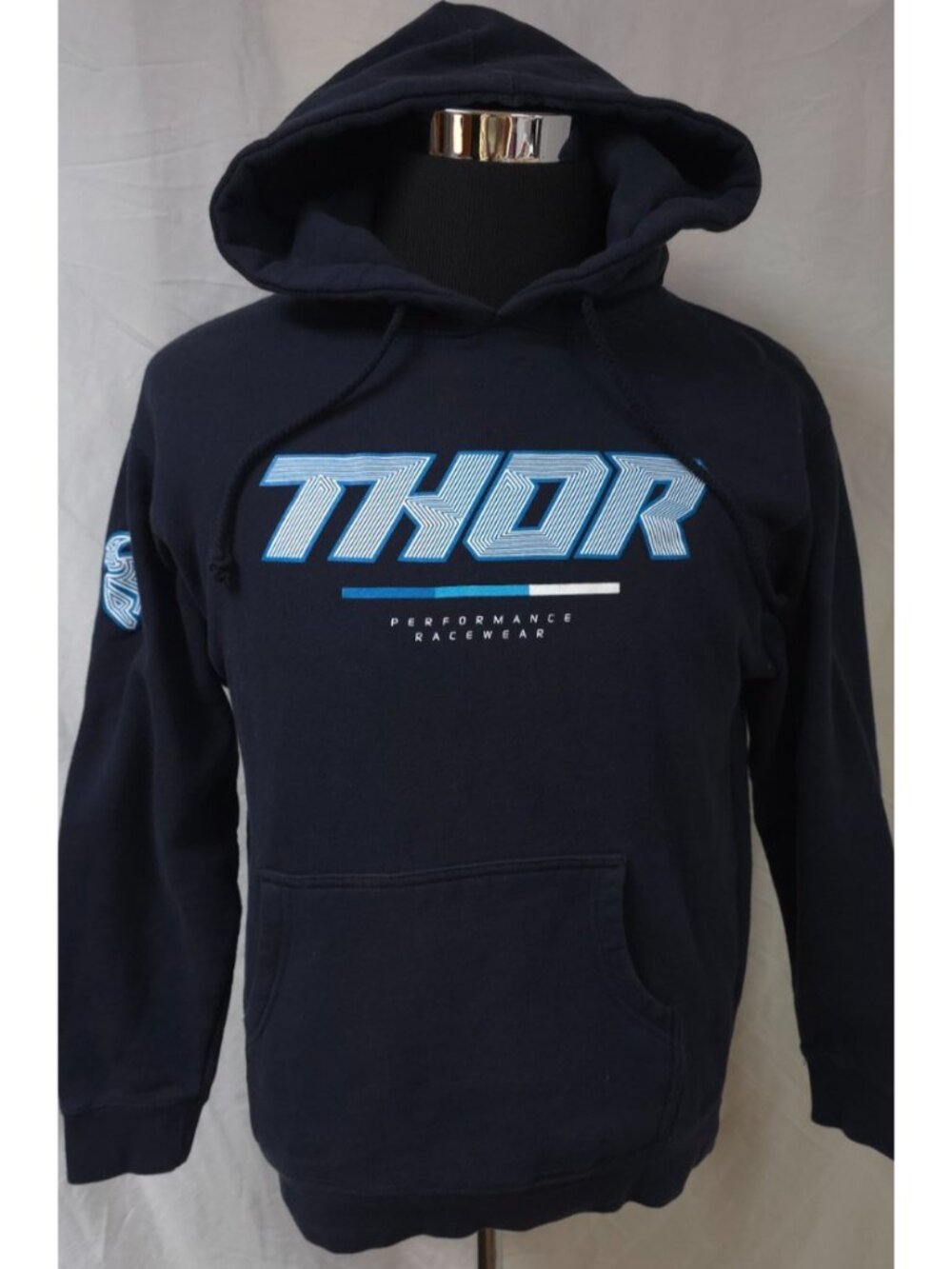 Thor Mens Small Blue Motocross Racing Motorcycle MX Bikes Heavy Pullover Hoodie